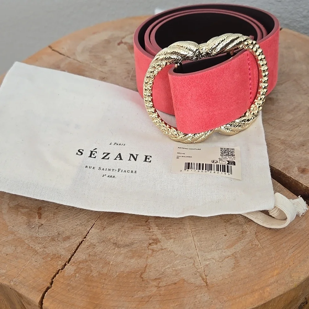 Sezane Artemis Belt, Peach, Size 80, NWT, From Paris, Comes With Floral Clutch - Picture 16 of 17